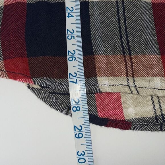 BeachLunchLounge  Women’s Plaid Rayon Shirt NWT Red Blue White Button Up Long Sl - Picture 8 of 8